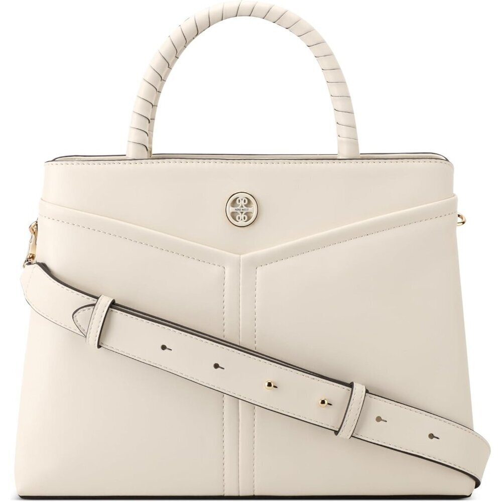 Women's Cotton Blend Satchel Bag with Removable Chain Strap and Zipper Closure